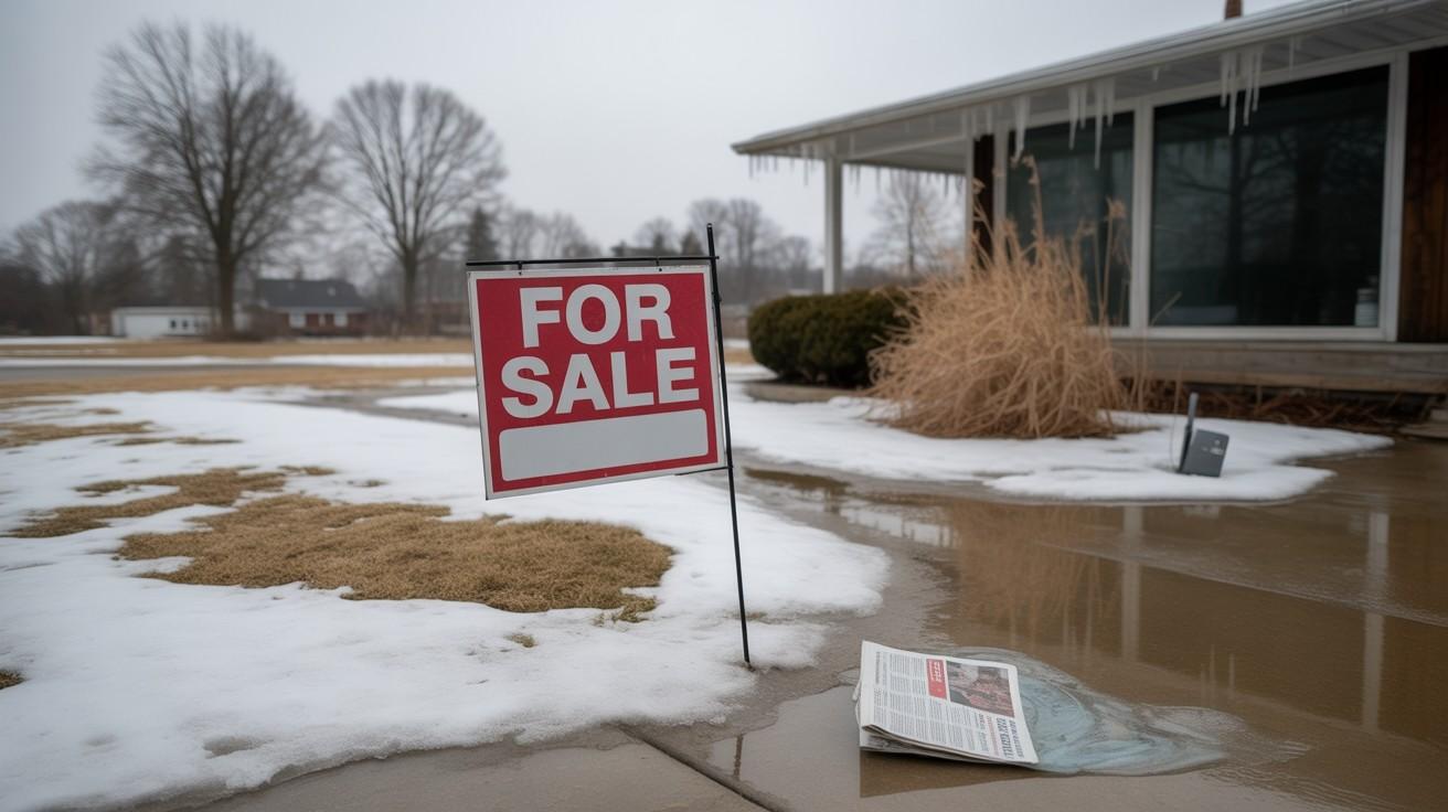House for sale in snowy Ohio neighborhood