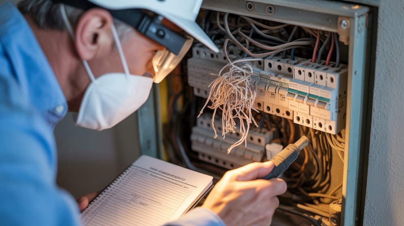 Inspecting electrical panel for wiring issues